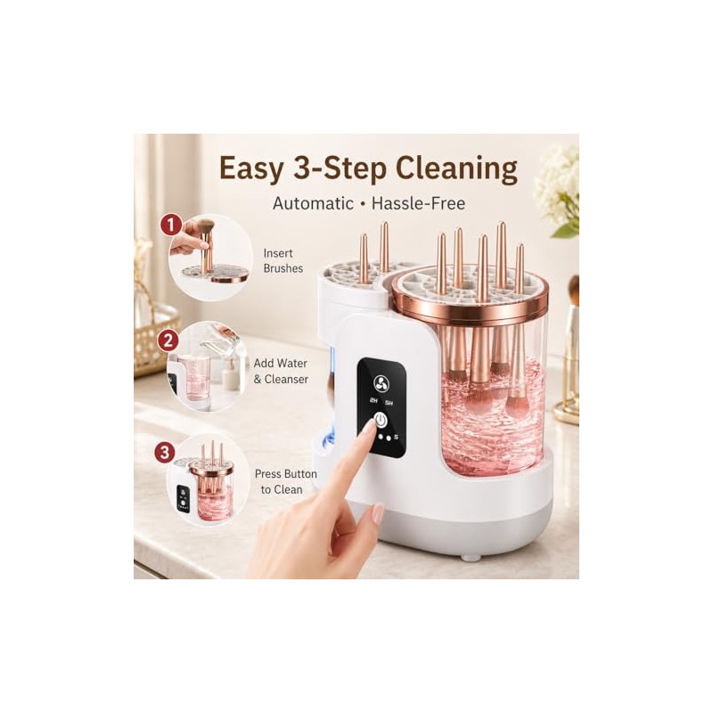 Electric Makeup Brush Cleaner Machine, Portable Cosmetic Brush Washer and