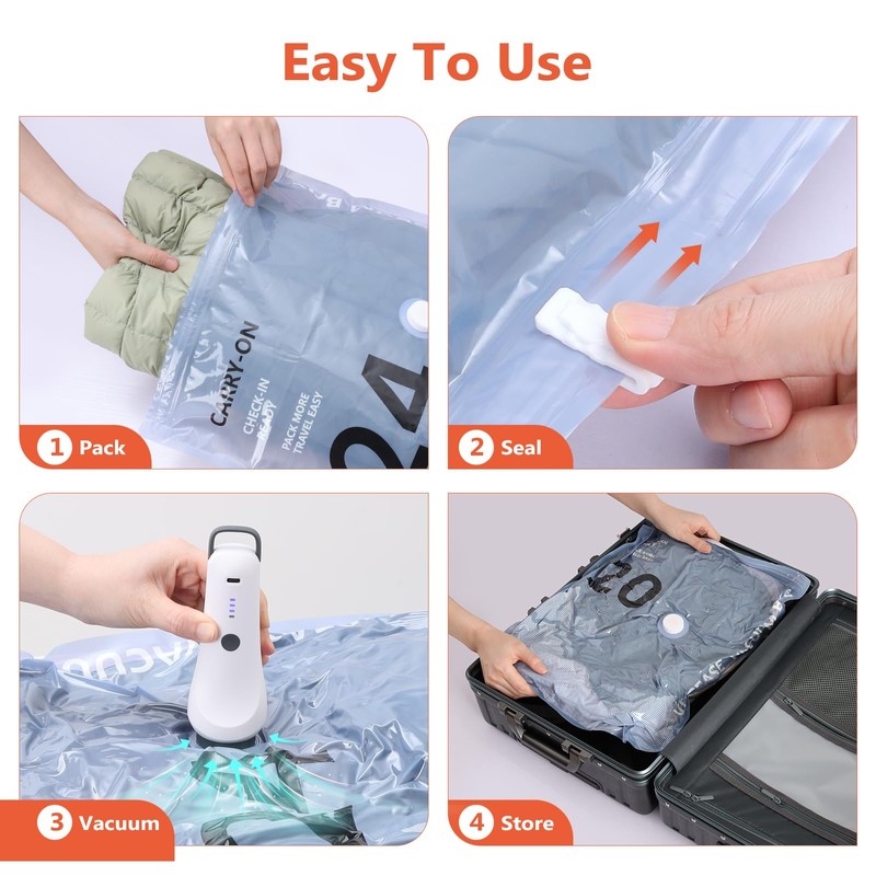 Fuloon Vacuum Storage Bags with Pump, 10 Pack Travel Compression