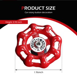 Bawkars Metal Car Rotary Knob Decor, One Button Start Shift Knob Cover Protector, Self Adhesive Classic Retro Valve Handwheel Design, Universal for Most Cars (Red)