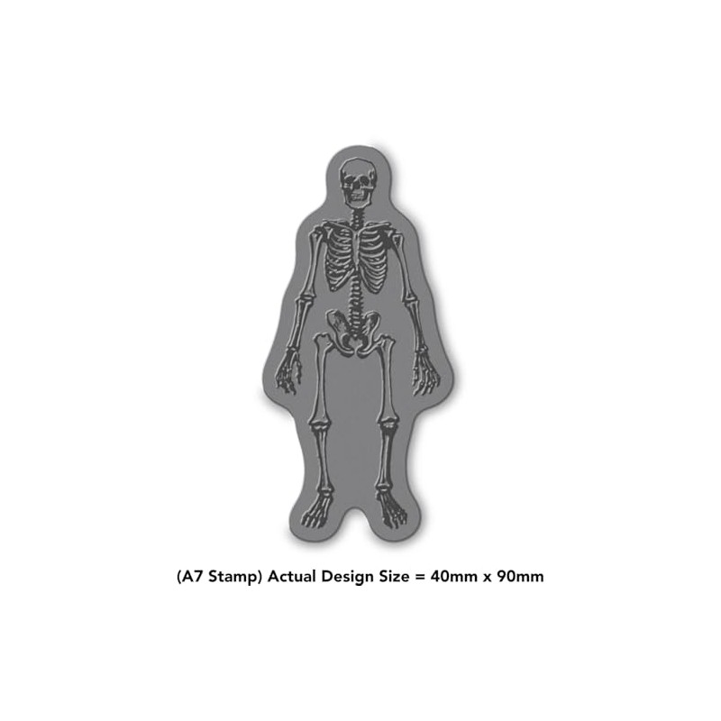 'Skeleton Bones' Rubber Stamp - Unmounted Design for Crafting &