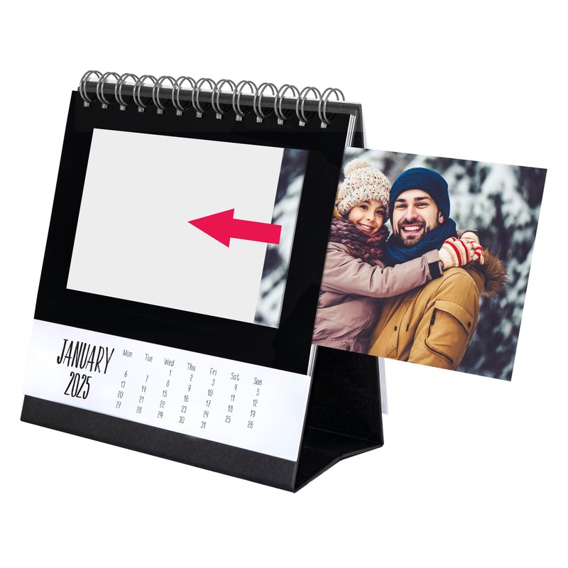 Shot2go 2025 Desktop Photo Calendar Black - Holds 12 4x6"