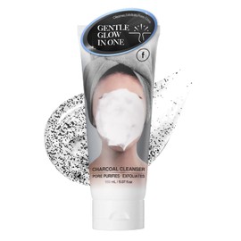 FOAMIST AHA Charcoal Foaming Gel Wash Cleanser for Acne - Pore Purifying, Light Exfoliation, Sulfate Free Vegan Formulation with Charcoal Powder, Greentea, PHA 5.07Floz