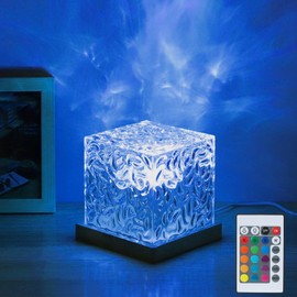 Cube Ocean Wave Lights Projector,16 Colors Changing Lamp Dimmable Mood Lighting Crystal Lamp,Remote Aurora Night Light with Dynamic Ripple Effect for Bedroom Playroom Decor Kids Teens Gifts,Cool Stuff