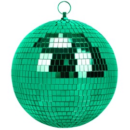 Mirror Ball with Hanging Ring, MUZTOP 8 Inch Disco Ball for Parties DJ Club Stage Wedding Home Decoration, Green