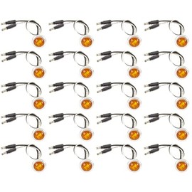 20x Amber - 3/4" (.75") Mini Round Clearance 3 LED Chrome Ring Front Rear Indicator Bullet Side Marker Light 304 Stainless Steel Base Truck RV Car Bus Trailer Pickup Van Caravan Boat Sealed Waterproof