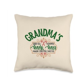 Grandma's Christmas Bakery Grandma's Good Old Fashioned Christmas Candy Canes Throw Pillow, 16x16, Multicolor