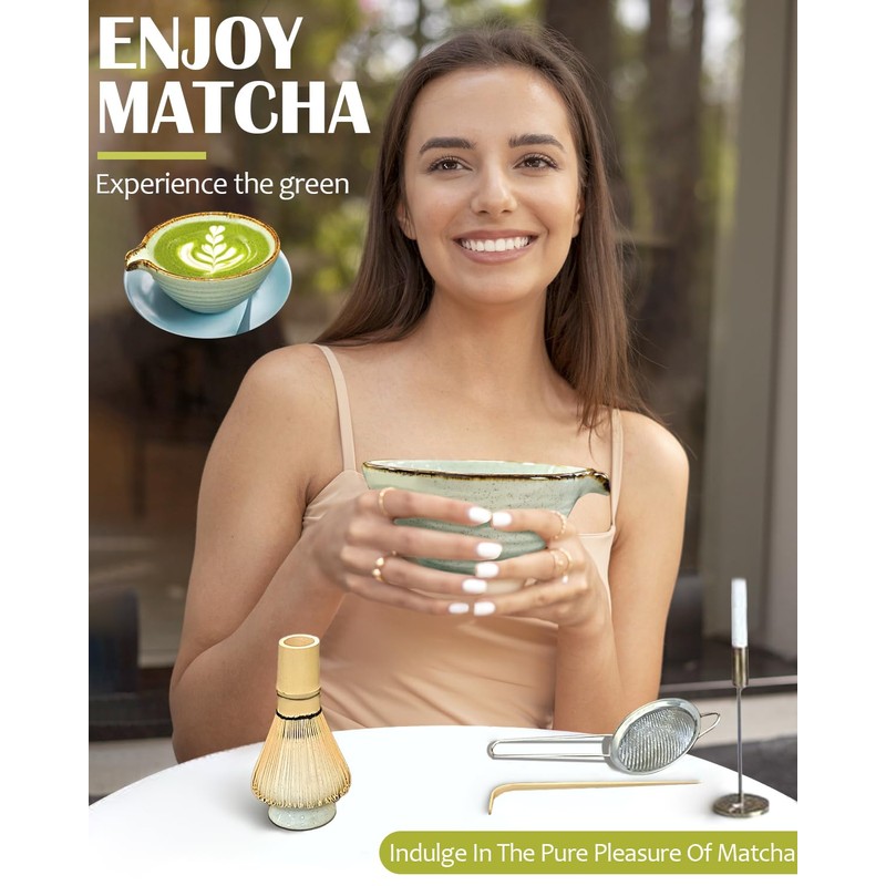Vaiheng Matcha Whisk Set with Matcha Bowl, Matcha Whisk Holder