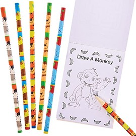 Baker Ross FX657 Jungle Chums Pencils - Pack of 15, Party Bag Fillers for Kids