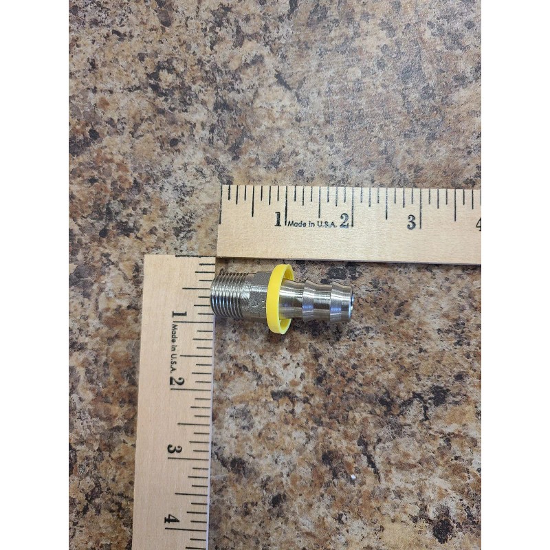 Stainless Steel Push-on Barbed Hose Fitting 1/2" Hose ID, 3/8