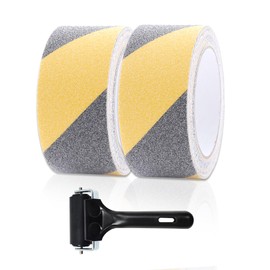 MytaYt Non-Slip Strips, 2 Rolls of 50 mm x 10 m, Non-Slip Tape, Black/Yellow, Non-Slip Tape, High Traction, Barrier Tape for Indoor and Outdoor Use
