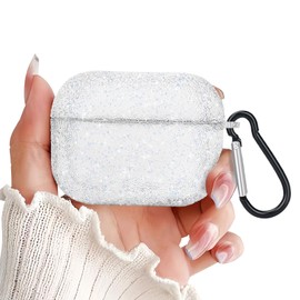 Newseego for AirPods Pro Case, Luxury Bling Sparkly Rhinestone Case with Keychain for Women Girls Anti-Lost Anti-Scratch Soft TPU Shockproof Glitter Full Protective Case Cover for AirPods Pro-White