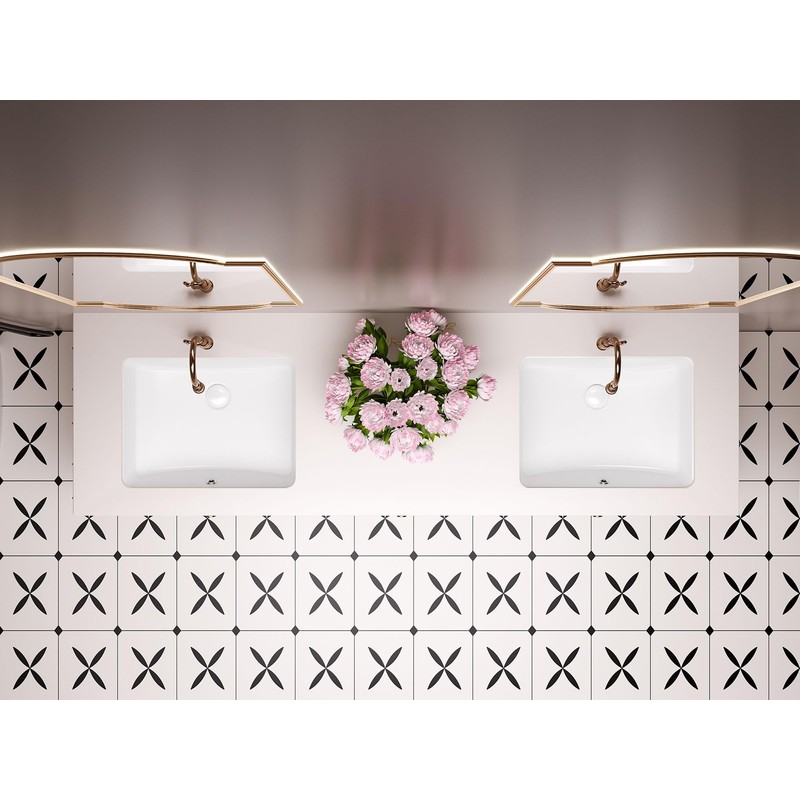 SmartSylva Rectangular Undermount Bathroom Sink,18 x 14 Inch Porcelain Ceramic