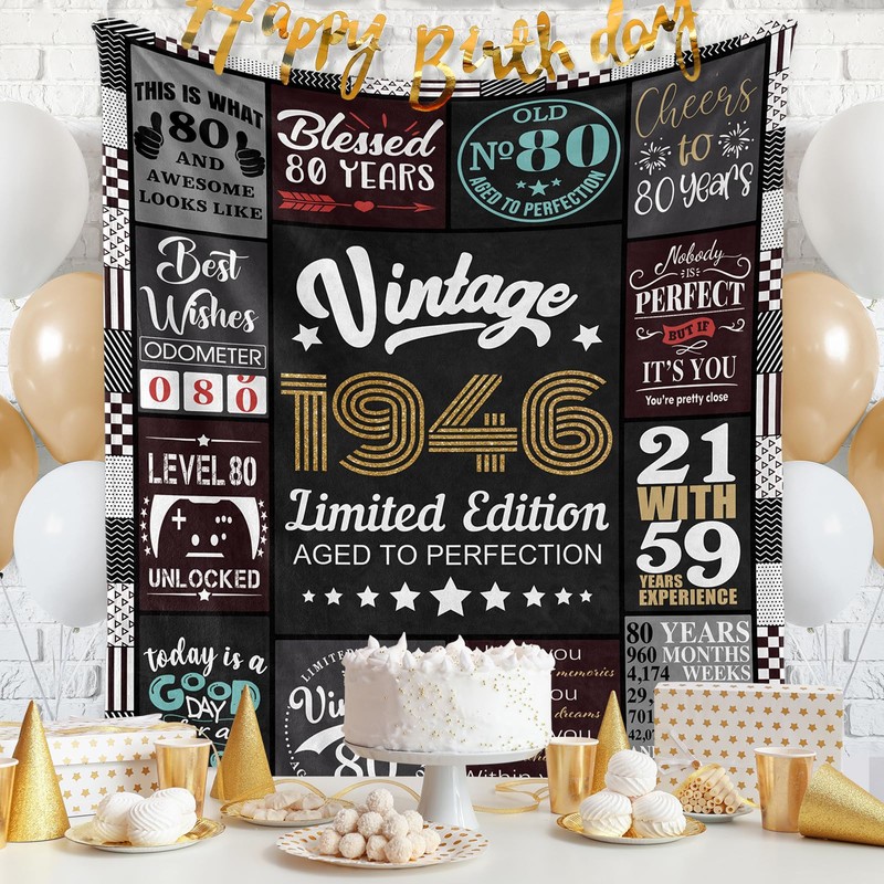 80th Birthday Gifts for Men, 1946 Blanket Gift for 80