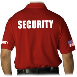 Gs-eagle Men's Security Polo Shirt with American Flag XLarge Red