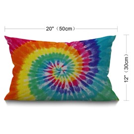 BGBDEIA Tie Dye Cushion Cover Colorful Tie Dye Pattern Cotton Linen Decorative Rectangular Pillowcase Throw Pillow Cover for Sofa and Bed Couch 12"X20" 30 x 50 cm
