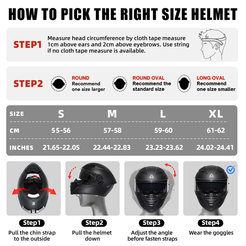 TRIANGLE Motorcycle Helmets Full face Helmet for Adults Men and