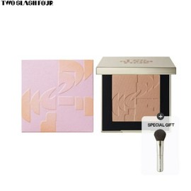 TWO SLASH FOUR All Over Face Blush + Mini Angled Brush Set 2ea, Color:06 Burn Pink