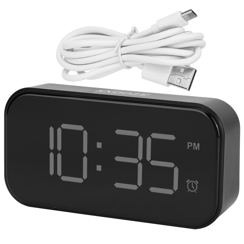 USB LED Digital Touch Alarm Clock 12/24H Portable Bedside Clock