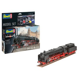 Revell Model Kit Express Train Locomotive BR02 & Tender | Locomotive Generation of the German Reichsbahn | Scale with Filigree Details | Accessories Including Glue and Brush