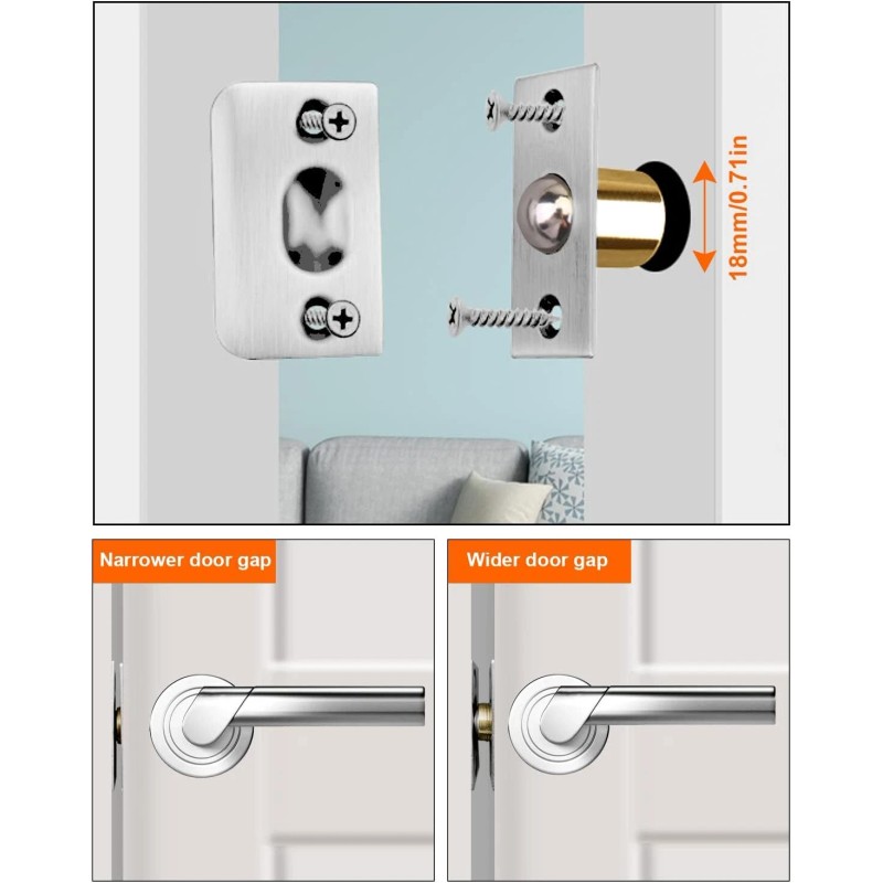 Jiayi 2 Pack Invisible Door Catch For Closet Adjustable Brass