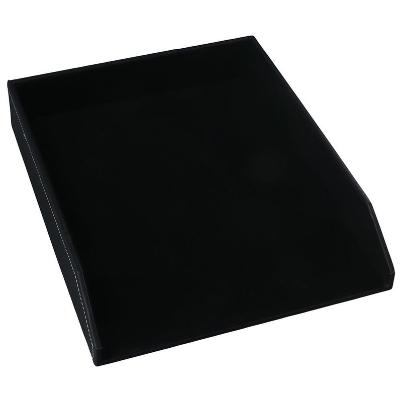 Risedot Black Leather Letter Tray Desk Organizer Document Holder Perfect