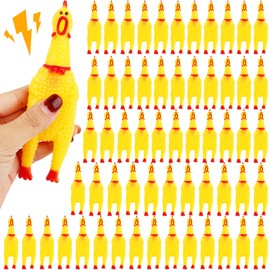 60 Pcs 6 Inch Screaming Chickens Toys Bulk Yellow Squeaky Rubber Chicken Novelty Squeaky Chicken Toys for Party Prank Novelty Favors Family Game Pet Toys Noise Maker