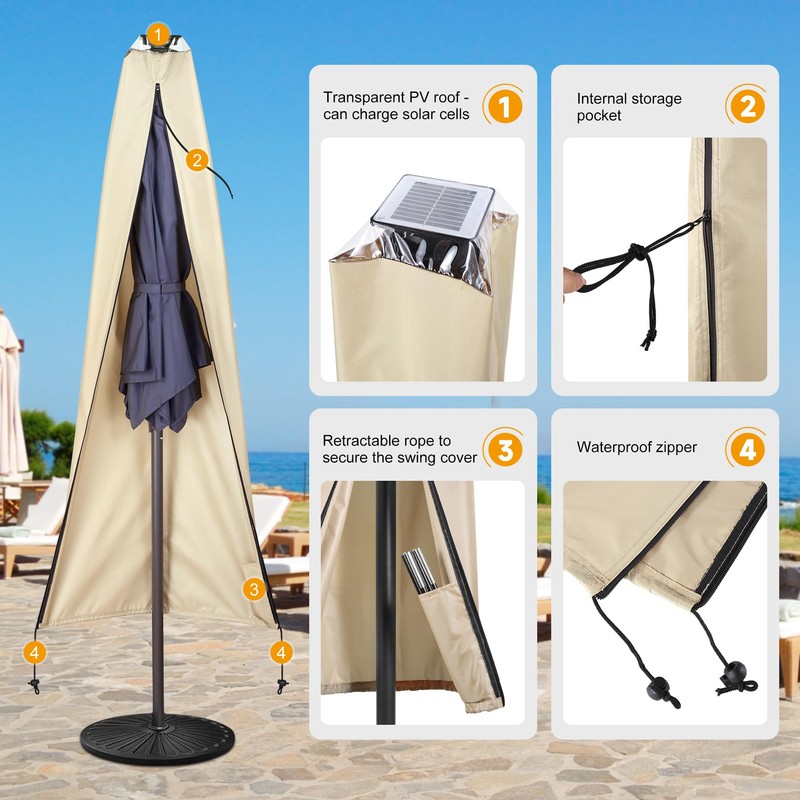 Solar Patio Umbrella Cover - Solar Outdoor Umbrella Covers with