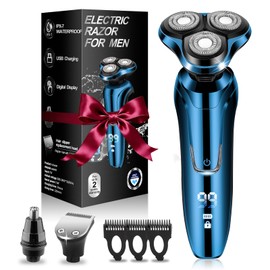 Electric Razor for Men, 3 Floating Heads Waterproof Wet Dry Shaver for Men, LED Display Cordless with Rechargeable Nose Hair Trimmer and Beard Trimmer,Prtable Travel Men's Razors