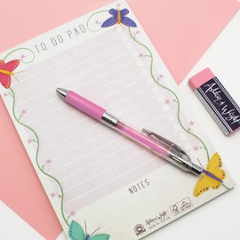 Ashton and Wright - Butterfly Design - A5 to Do Pad/Daily Schedule Planner/Desk Pad - 60 Sheets - 80gsm - Made in UK