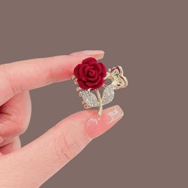 PLwelth Rose Hair Claw Clips for Women Girls Small Flower Hair Clips Mini Rose Flower Hair Claw Clips for Thick Thin Hair Cute Rhinestone Hair Clips Sweet Hair Accessories for Party Daily Decoration