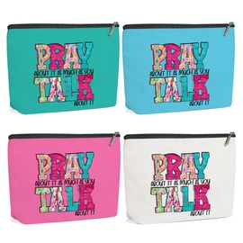 VBCVBGFH 4 Pack Inspirational Christian Gifts Religious Gifts for Women Gifts Teachers Prayer Friend Mom Makeup Bag,Travel Essentials Cosmetic Bags for Women Grandma,Birthday Graduation Christmas