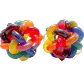 Mandarin Bird Toys by M&M 2126 Pk2 Big Nobby Ball - Large Colorful Rubber Twisty Bouncy Classic Bird Foot Toy, Easy to Grab for Beaks and Feet, Stuffable Hangable, Great for Medium to Large Birds