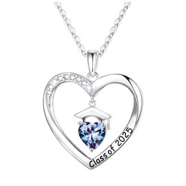 Anoup 2025 Graduation Gifts for Her - Sterling Silver Heart Graduation Necklace, 2025 Ideas Gifts for Her Wife Girlfriend, June Birthstone, AlexandriteNecklace