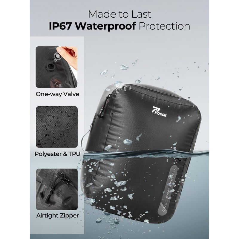 POIXM Vacuum Bags for Travel with Wireless Pump, 180° Open