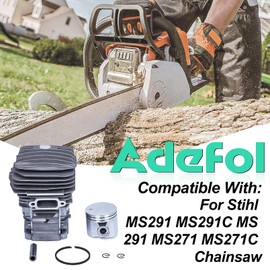Adefol MS291 Cylinder Piston Kit & 325"-7T Clutch Drum Oil Pump Kit for Stihl MS291 MS291C MS 291 MS271 MS271C Chainsaw, MS271 47mm Big Bore Cylinder Rebuild Kit Replace 1141-020-1206, 1141 640 2001