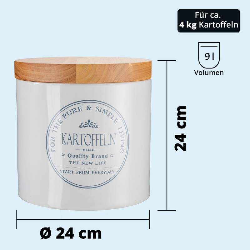 White ceramic storage jars with wooden lid., Salt