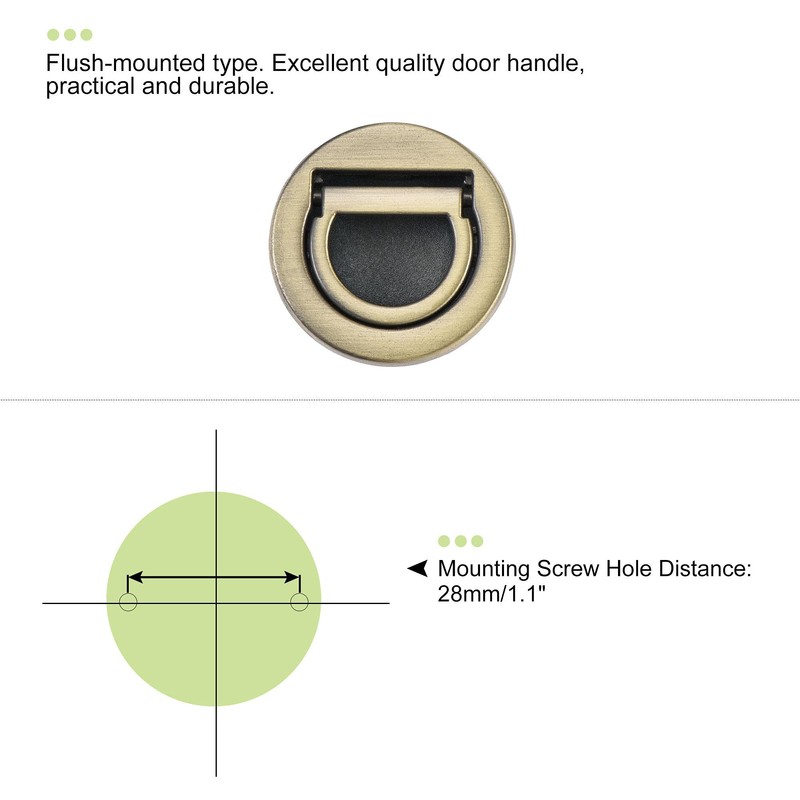 sourcing map Flush Pull Ring Handle 40.5x11mm, Plane Drawer Door