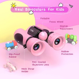 LetsGO toyz 2020 Binoculars for Children, 8 x 21, Christmas Gift & Outdoor Toy, pink