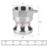 Stainless Steel DN20 A Trash Pump Adapter Male Camlock Fitting