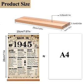 DARUNAXY 80th Birthday Party Decorations, Vintage Back in 1945 Poster Acrylic Sign with Stand 80 Year Old Party Supplies for Men& Women Vintage 1945 Table Decor 80th Anniversary Class Reunion Gifts