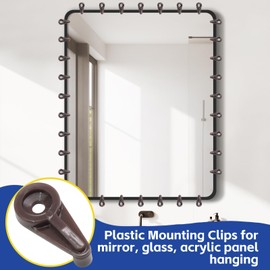 suiwotin 25pcs Mirror Hanging Clips, Glass Retainer Clips, Plastic Mirror Mounting Clips Hanging Hardware for Fixing Window Glass Cabinet Door (Brown)