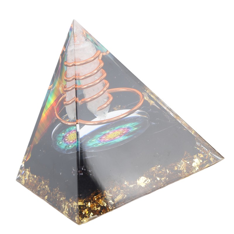 Healing Crystal Pillar Pyramid 6CM Epoxy Positive Energy Generator Meditation