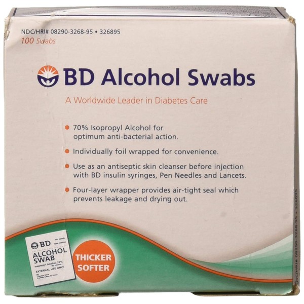 BD Alcohol Swabs, 100 Count (2 Pack)
