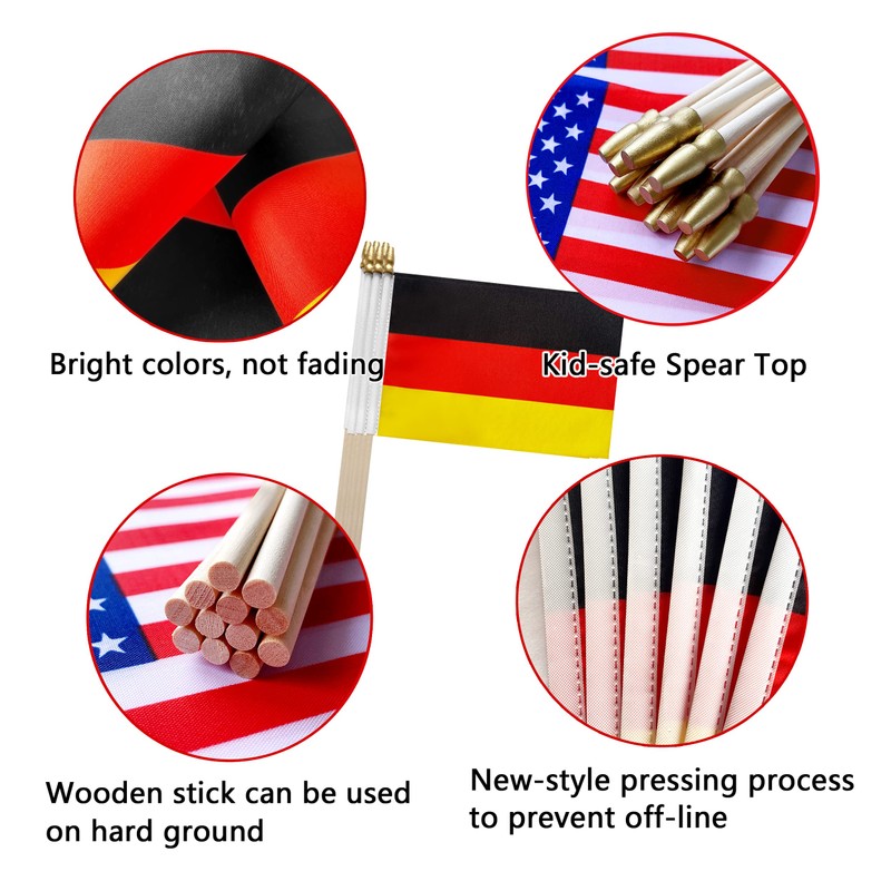 TSMD Germany Stick Flag German Small Mini Hand Held Flags,5x8