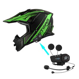 1Storm Adult Motocross Helmet BMX MX ATV Dirt Bike Downhill Mountain Bike Helmet Racing Style H637 + Motorcycle Bluetooth Headset: Storm Green