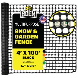 BOEN 4' x 100' Black Temporary Fencing, Mesh Snow Fence, Plastic, Safety Garden Netting, Above Ground Barrier, for Deer, Kids, Swimming Pool, Silt, Lawn, Rabbits, Poultry, Dogs