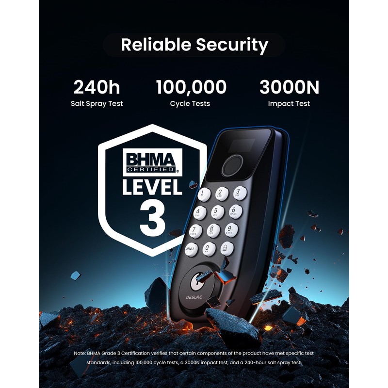 DESLOC C110 Keyless Entry Door Lock with Display (Smart Screen),