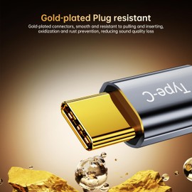 biaze USB C to 3.5mm Audio Aux Jack Cable – USB‑C to Aux Adapter with Built‑in DAC, 48 kHz/16‑Bit High‑Res Sound – Plug & Play for Headphones, Speakers, Car Audio, 0.5 m