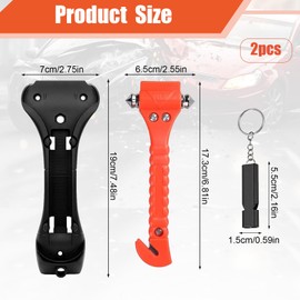 Emergency Hammer Car with Belt Cutter, 2 Pieces Portable Emergency Hammer Car, Seat Belt Cutter Emergency Hammer for Car, Window Breaker 2 in 1, Set Car Safety Hammer, Hammer with Whistle for Car, Bus