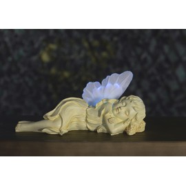 Garden Mile Laying Fairy Garden Statues Colour Changing Solar Outdoor Lights Memorial Figurine Garden Ornaments Outdoor Solar Lights for Yard and Garden Decoration Remembrance (23cm x 10cm x 11cm)